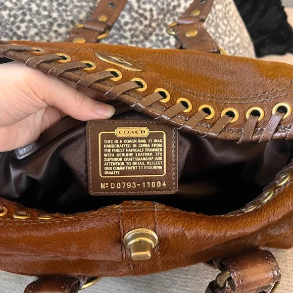 Coach Rare Limited Chelsea Abbey Calf Hair Satchel Brown Leather Laced Bag - Picture 6 of 11